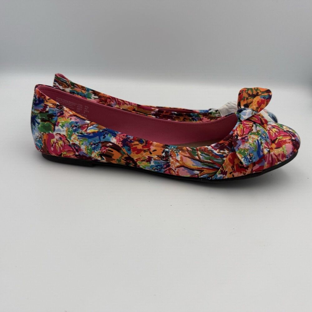 American Eagle Women Ballet Flats Size 9.5 Multicolor Bow Slip-On Casual Comfort
